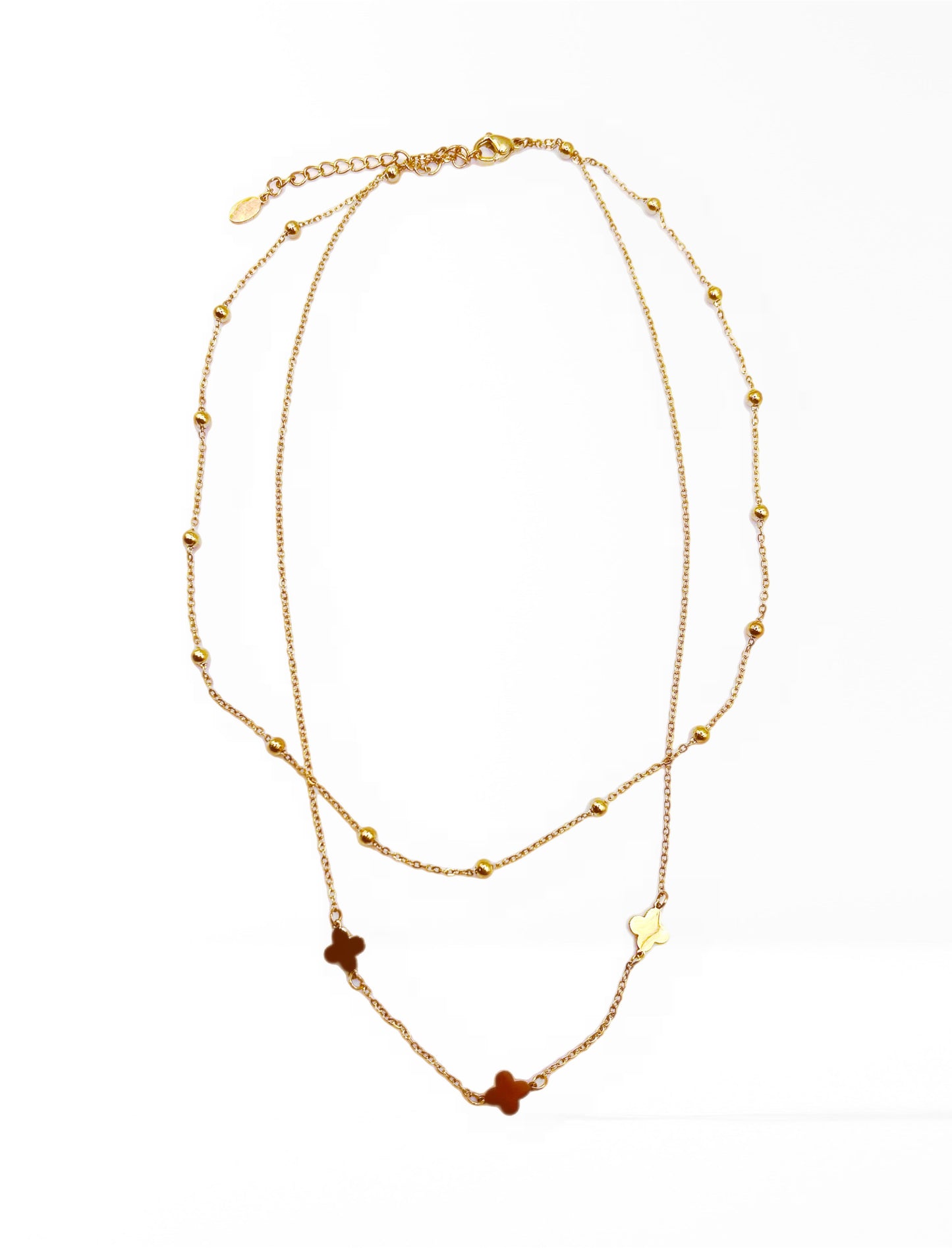 Beaded Clover Double Necklace