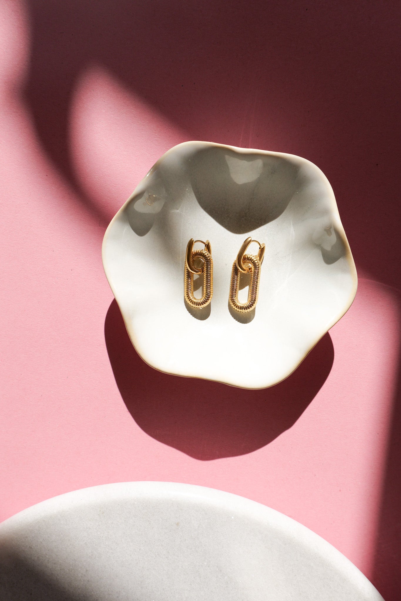 Etched Oval Drop Earrings