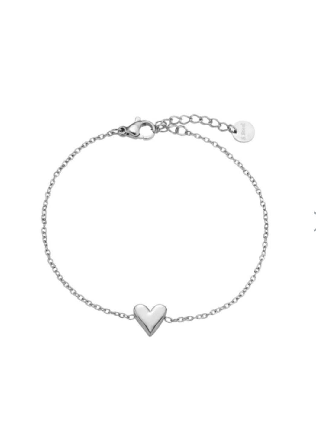 Simple Heart Chain Bracelet (Silver)