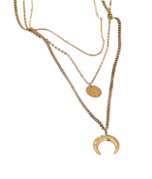 Three Strand Moon Necklace