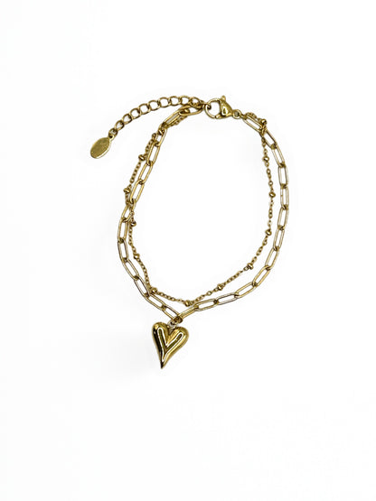 Layered Heart Charm Bracelet
