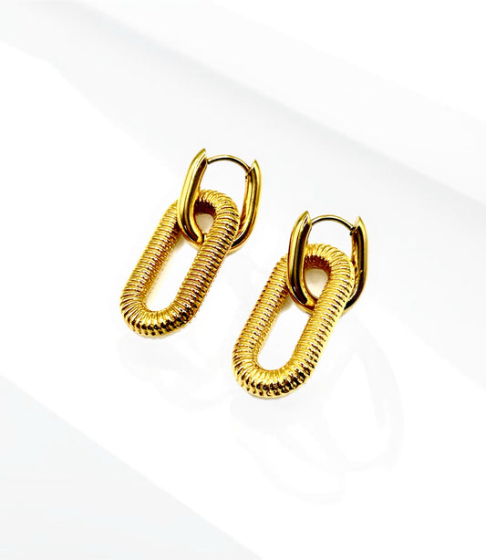 Etched Oval Drop Earrings