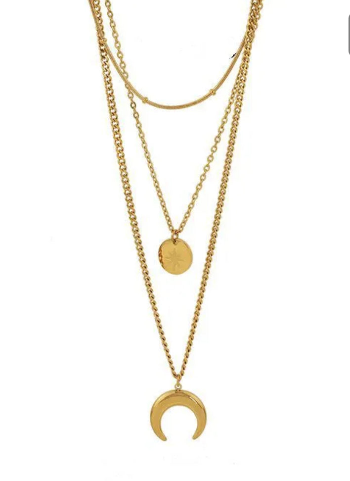 Three Strand Moon Necklace