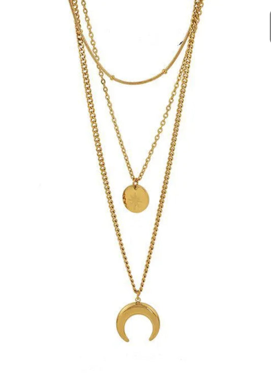 Three Strand Moon Necklace
