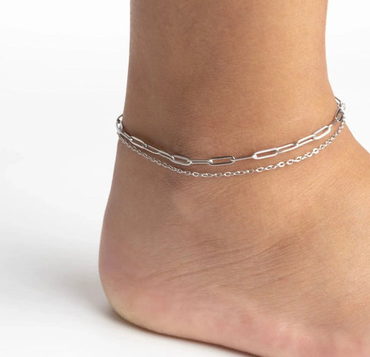 Double Chain Anklet (Silver)