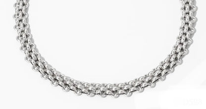 Plaited Statement T-bar Necklace (Silver)