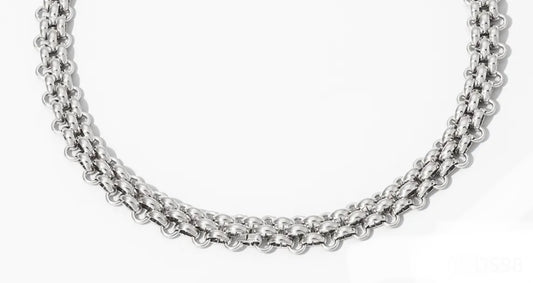 Plaited Statement T-bar Necklace (Silver)
