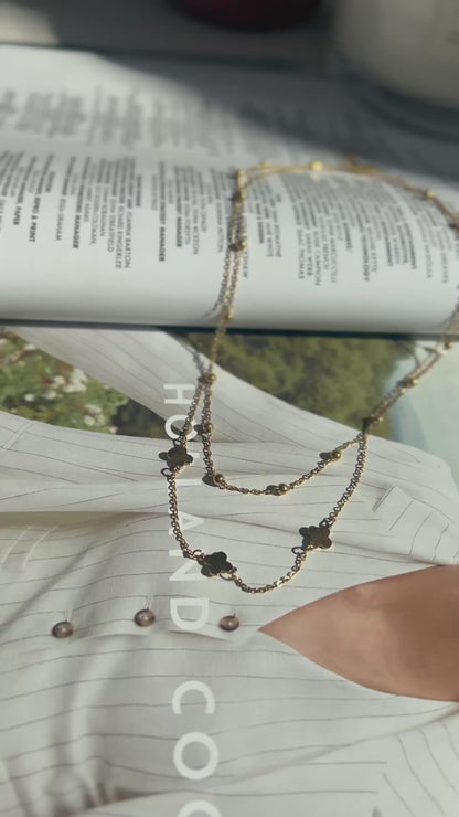 Beaded Clover Double Necklace