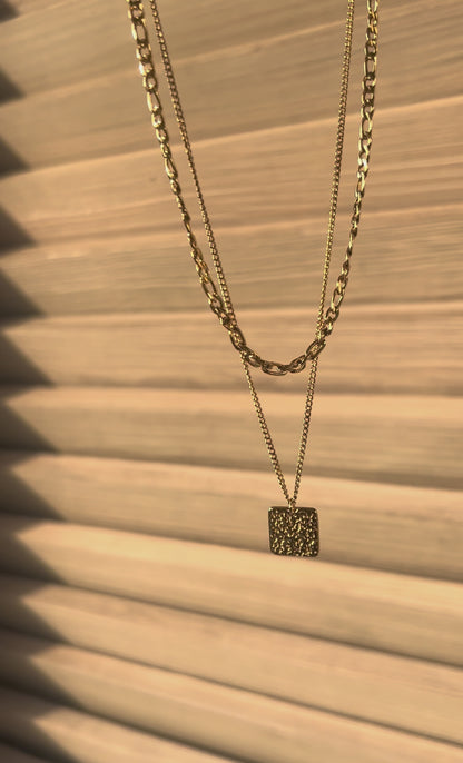 Double Chain Square Pendant (Gold)